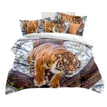 Pościel 200x220 Bawełna satynowa tygrys PK709 z PRZEŚCIERADŁEM